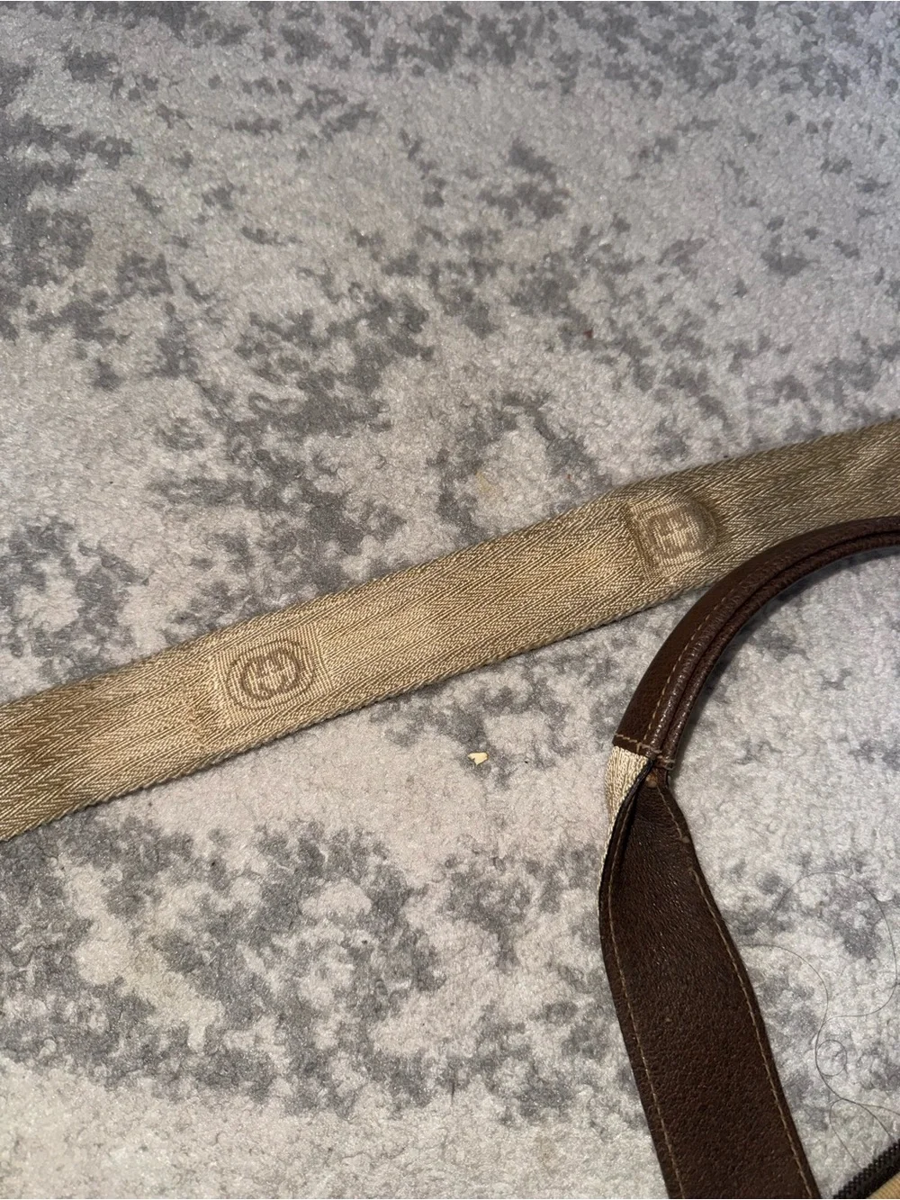 Vintage Gucci Beige Monogram Travel Bag with Brown Trim
